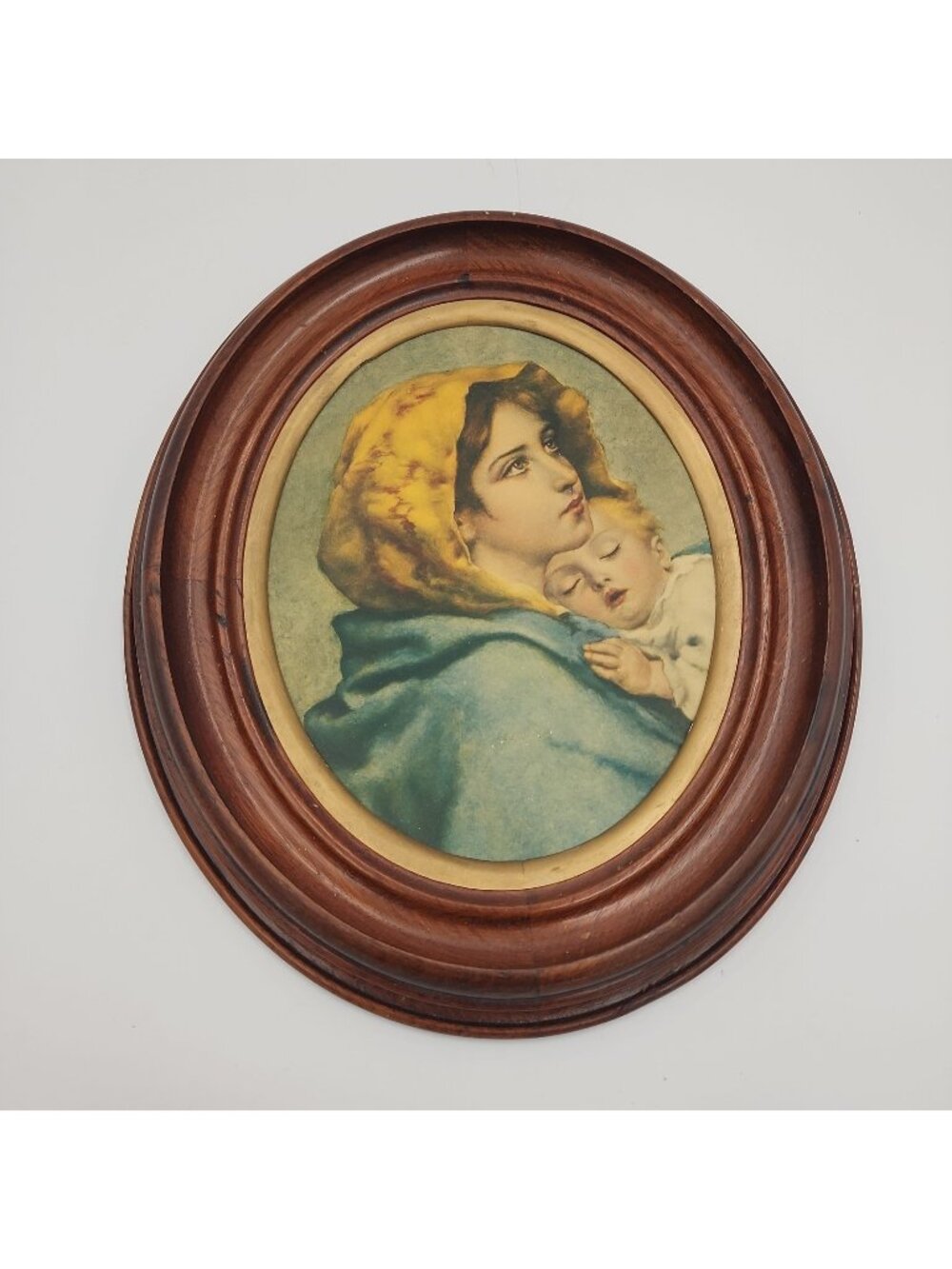 Vintage Hanging Wood Framed Painting Roberts Ferruzzi 1853-1934 Madonnina Art